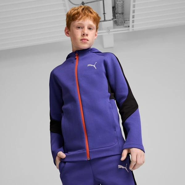 PUMA EVOSTRIPE: Mikina pro velké děti s plným zipem – pohodlí a styl pro každodenní dobrodružství!